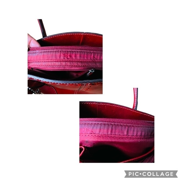 Fossil’s Vintage Genuine Crimson Red Leather Zip Cross Body Hobo Satchel, ZB9018 - Picture 15 of 16